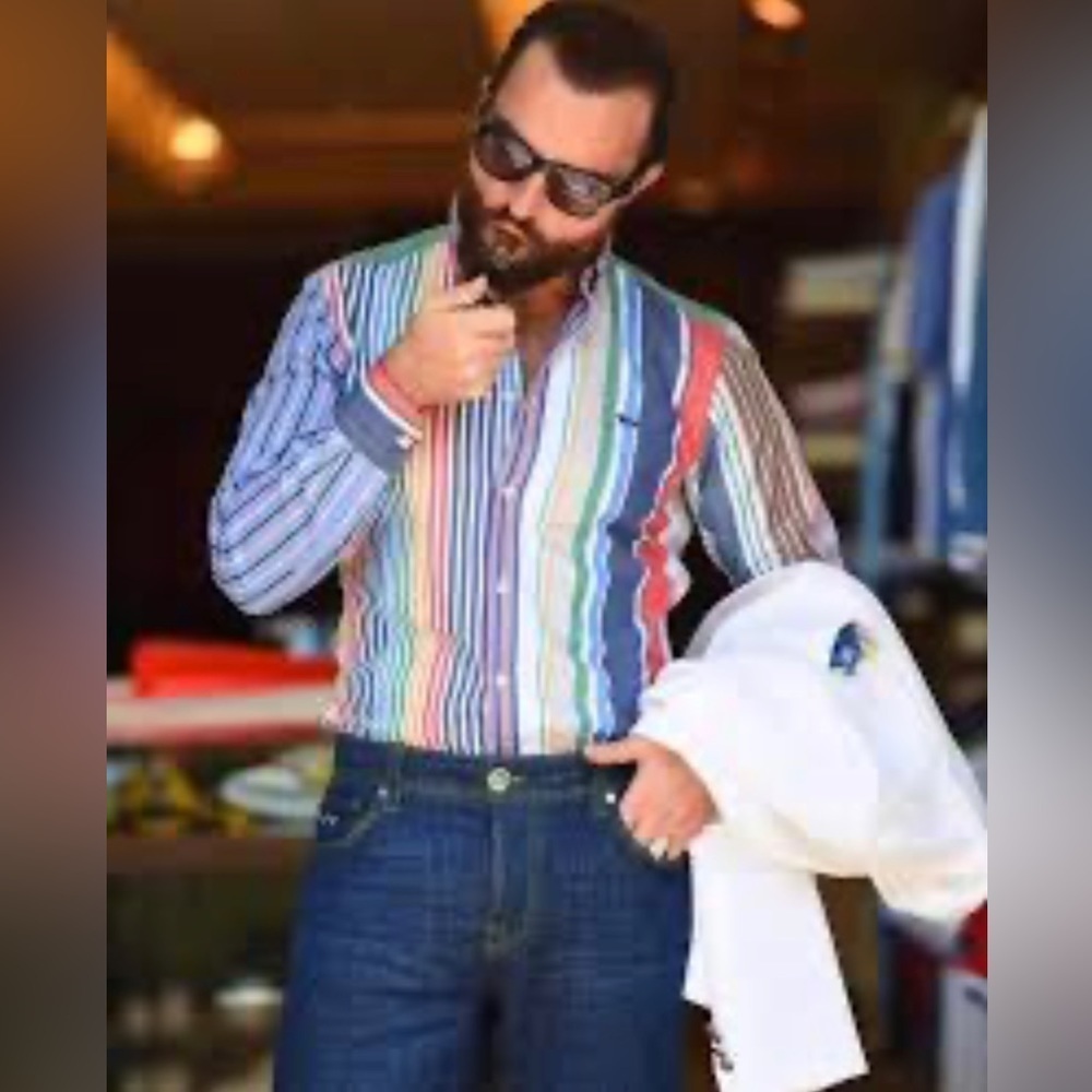 Vintage Polo by Ralf Lauren Men’s Multi-Color Button-Up Shirt
